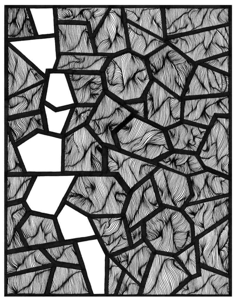 black and white mosaic line artwork art print