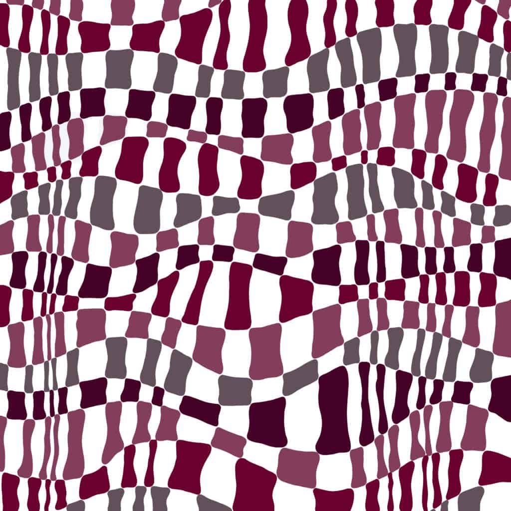 Pink purple grey and dark red wave pattern on white