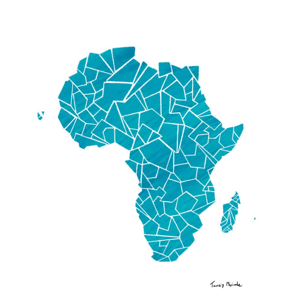 Unique geometric map illustration of Africa