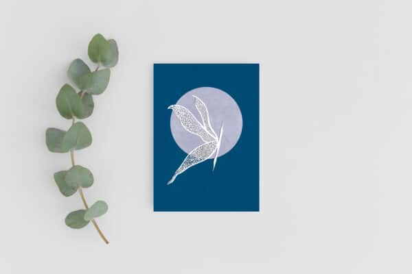 Dragonfly Greeting Card on a Blue and moon motif