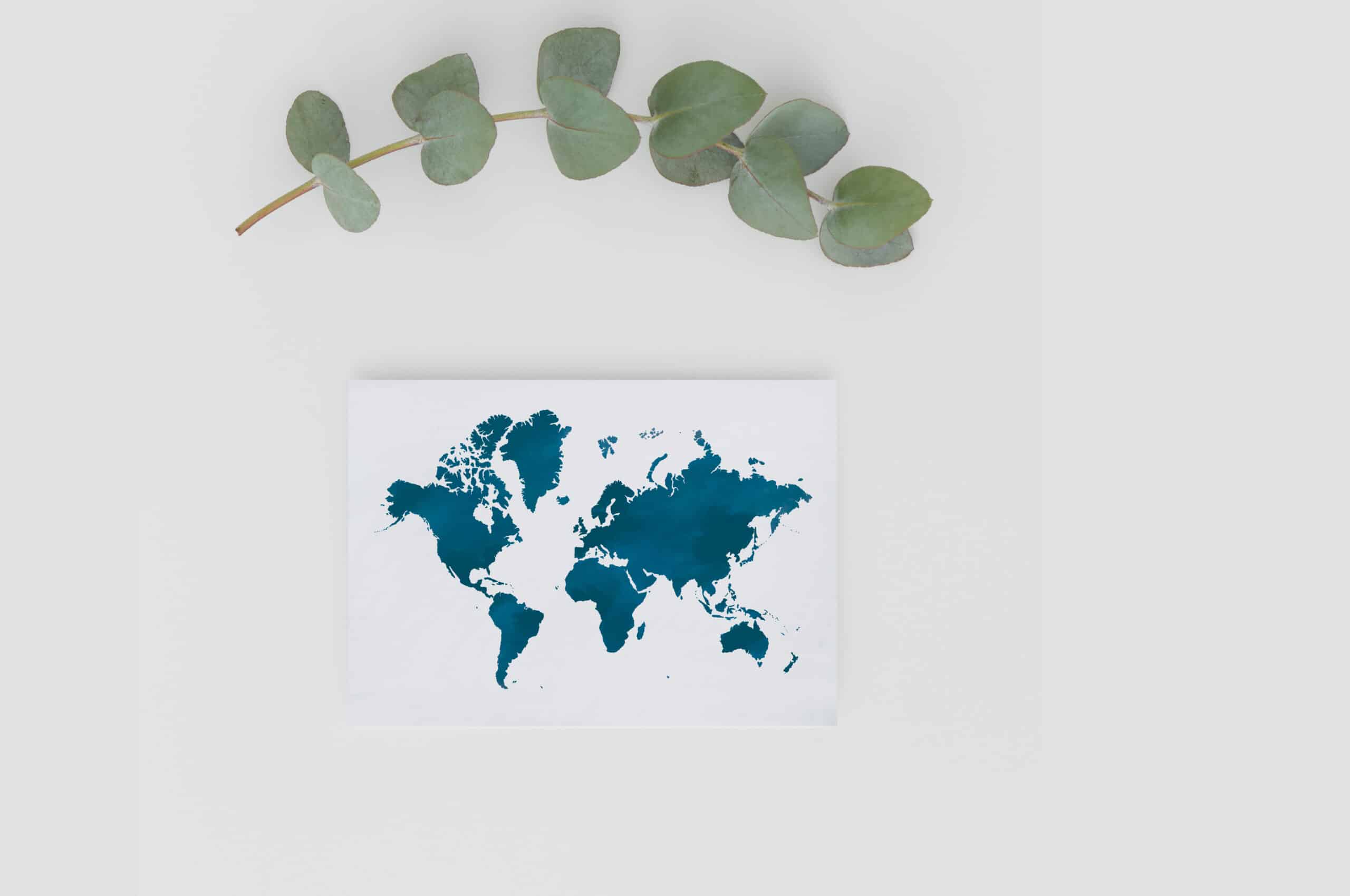 Blue World Map Greeting Card Postcard