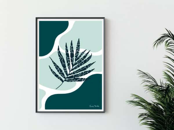 Image shows Butterfly Palm Poster Print Artwork framed