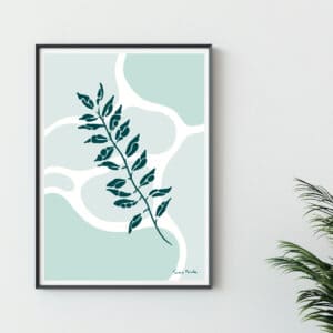 Image shows Leaf Poster Print Artwork in frame