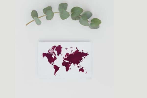 Red World Map Greeting Card postcard
