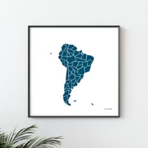 Image shows South America Poster Print in frame