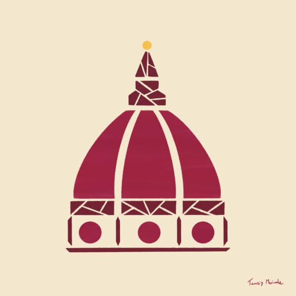 Illustration in red of Duomo Florence firenze
